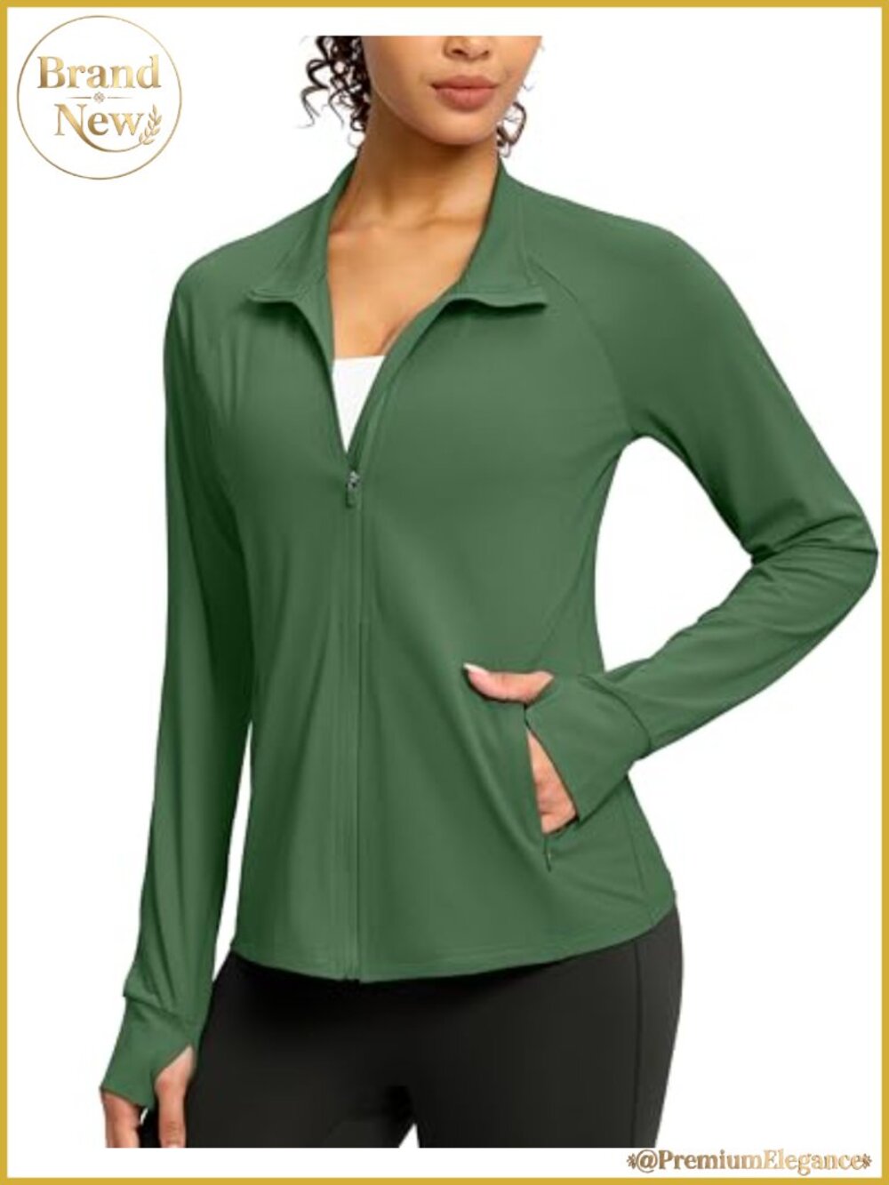 UPF 50+ Lightweight Zip Up Athletic Jacket Thumb Holes Pockets